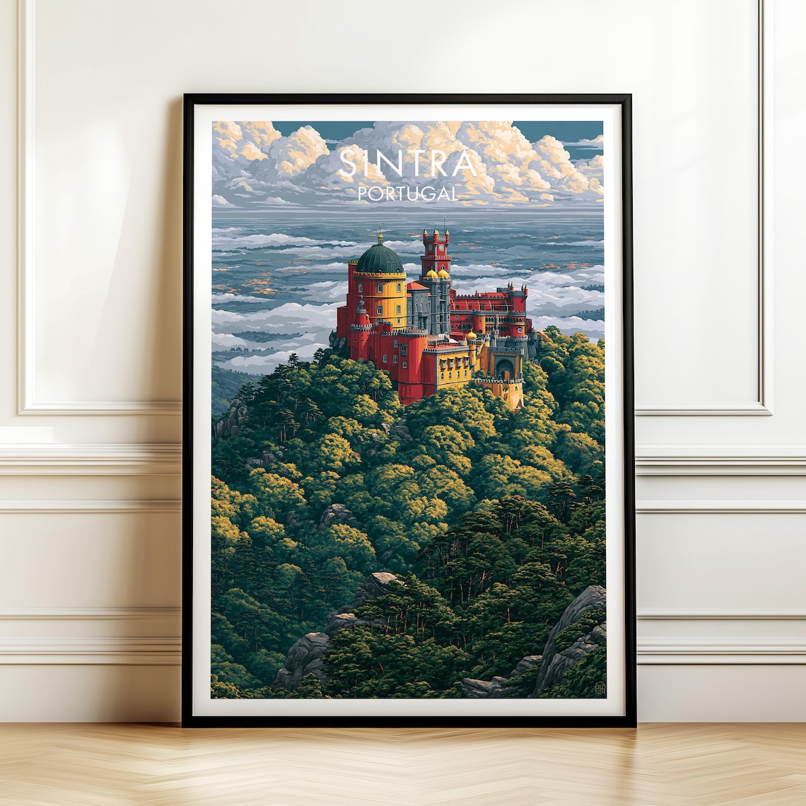 Sintra Portugal Vintage Travel Poster, Cityscape