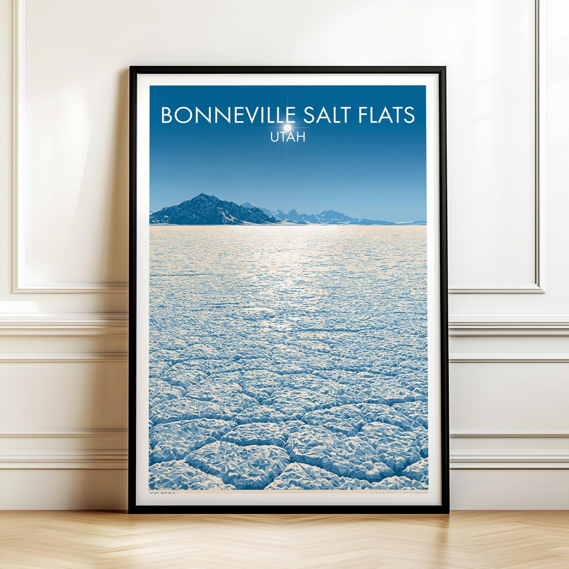 Bonneville Salt Flats Utah Travel Poster Desert Landscape Wall Decor