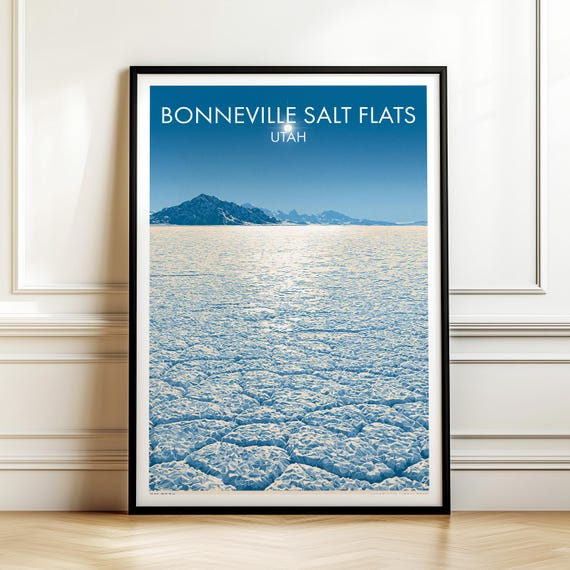 Bonneville Salt Flats Utah Poster Usa Travel Wall Art American Landmark Print Gift
