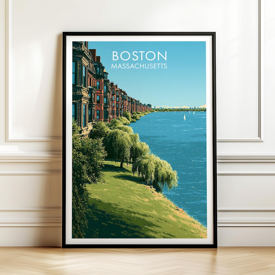 Back Bay Boston Massachusetts Vintage Travel Poster