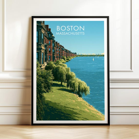 Back Bay Boston Massachusetts Vintage Travel Poster