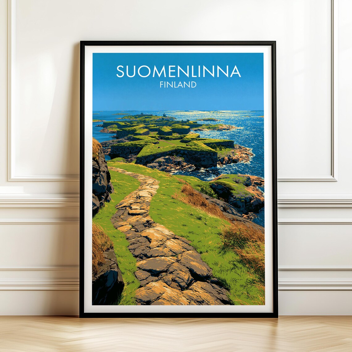Suomenlinna Fortress Finland Vintage Travel Poster