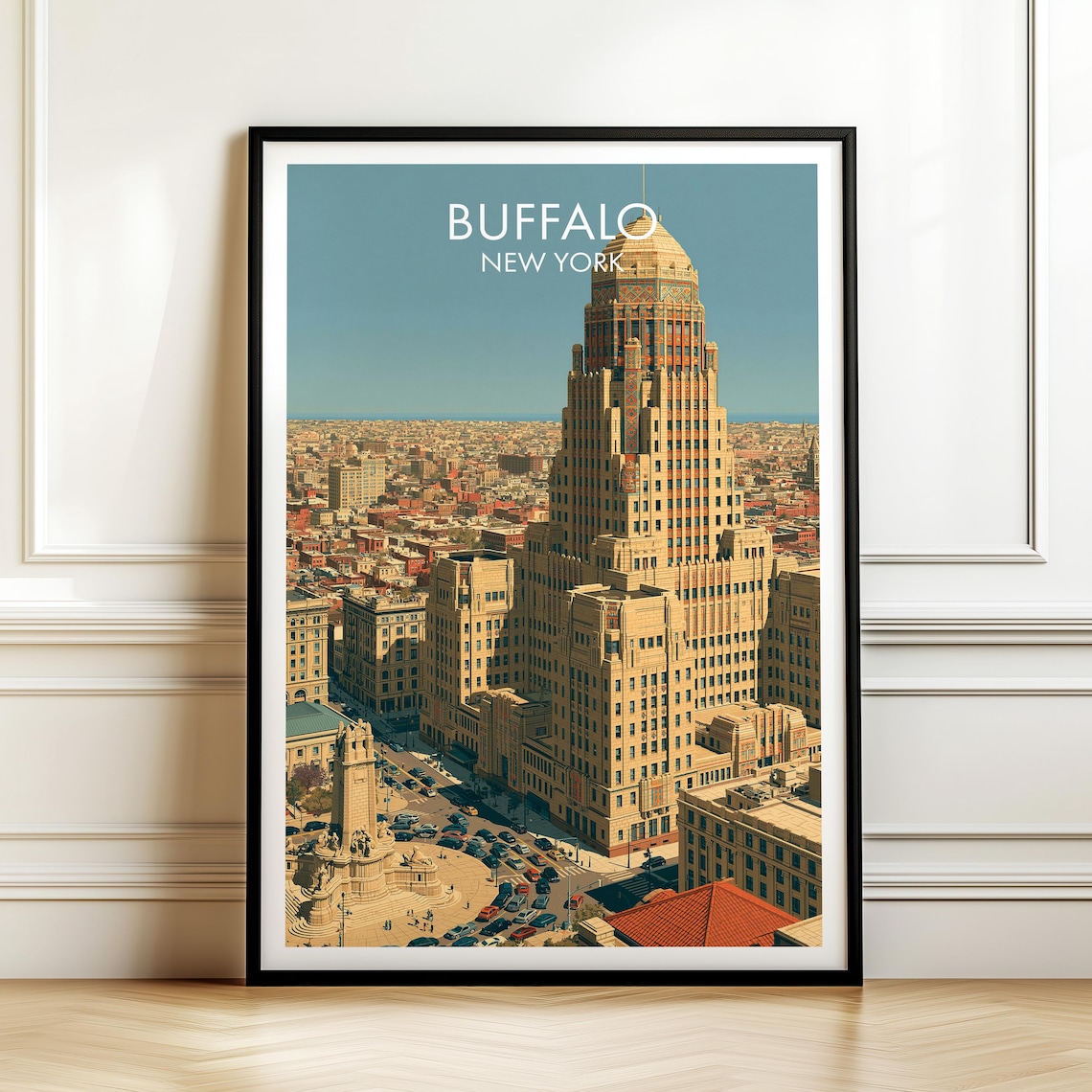 Buffalo New York Vintage Cityscape Travel Poster