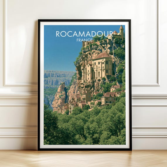 Rocamadour France Travel Poster Vintage Europe Landscape Wall Art Print For Home Decor