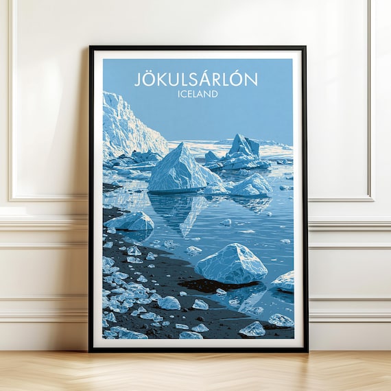 Jkulsrln Iceland Vintage Landscape Travel Poster