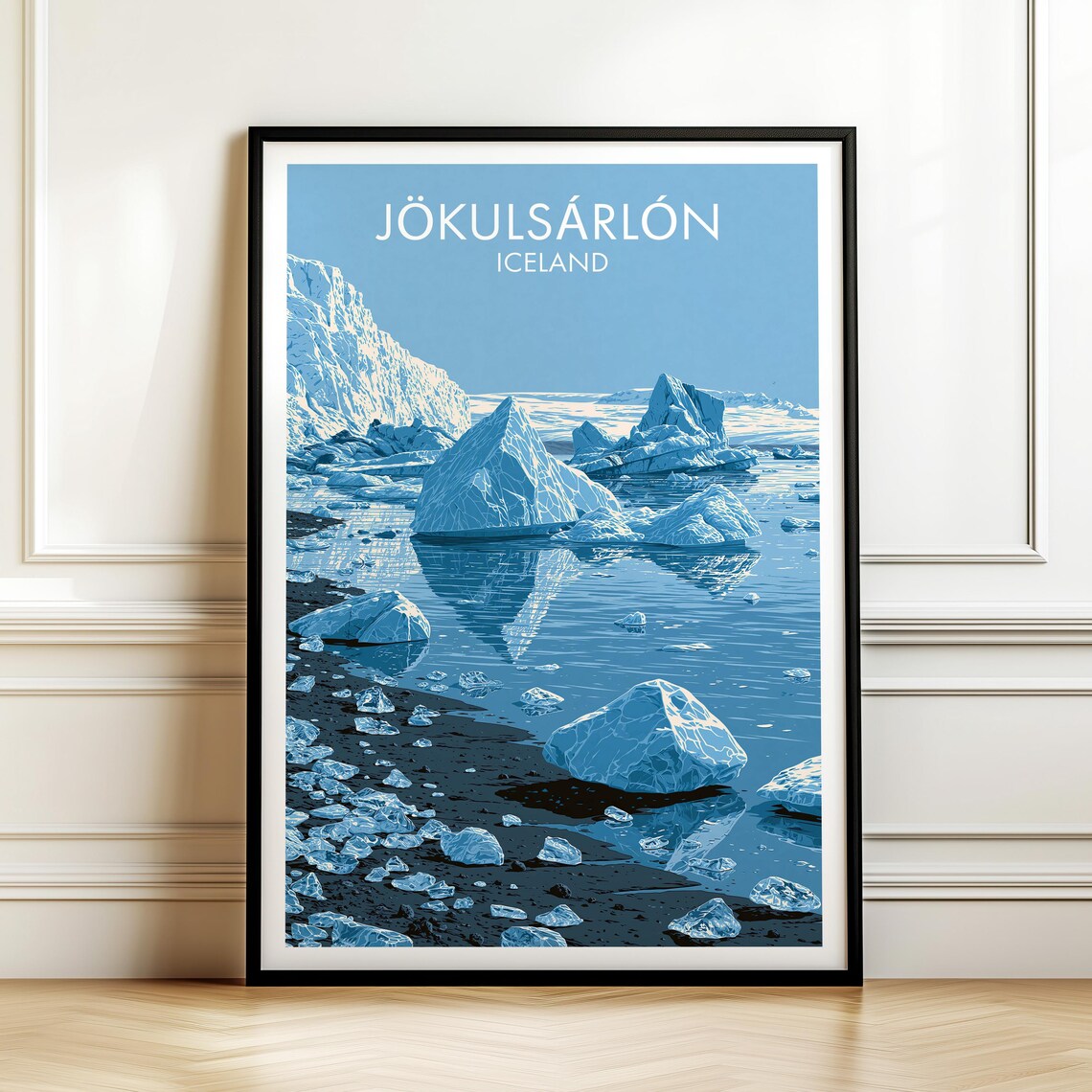 Jkulsrln Iceland Vintage Landscape Travel Poster