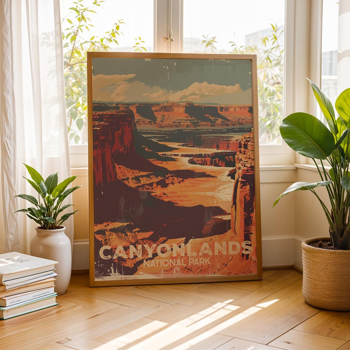 Canyonlands National Park Vintage Red Rock Desert Scene Travel Art Poster