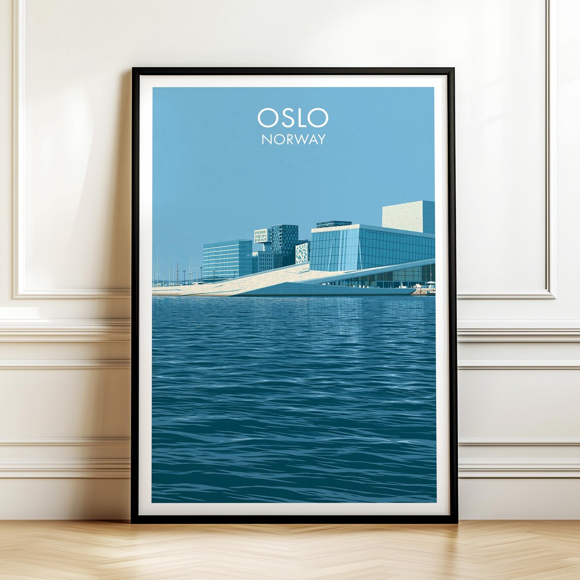 Oslo Norway Opera House Waterfront Modern Nordic Travel Poster