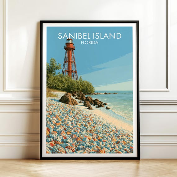 Sanibel Island Florida Poster Usa Coastal Beach Wall Art Print