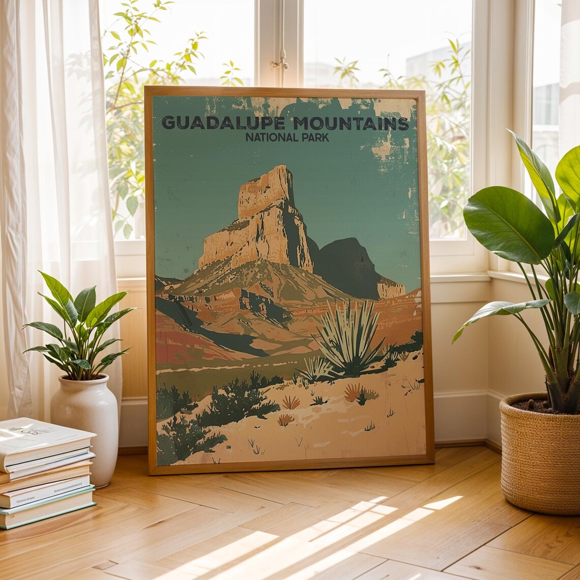 Guadalupe Mountains National Park Desert Peak Vintage Travel Poster
