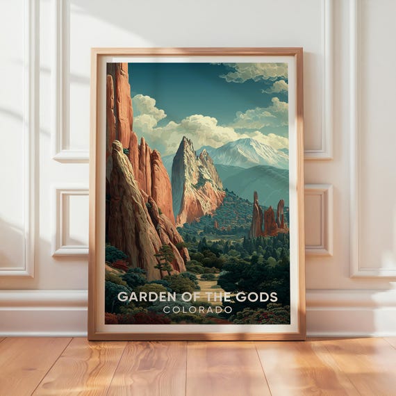 Garden Of The Gods Colorado Print Vintage Travel Poster Nature Landscape Wall Art