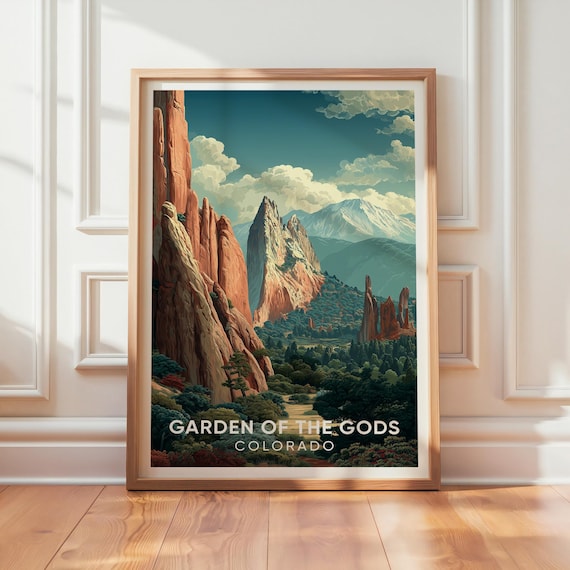 Garden Of The Gods Colorado Red Rock Spires Vintage Travel Poster