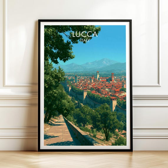 Lucca Italy Norway Travel Poster Vintage Europe Cityscape Wall Art Print For Home Decor
