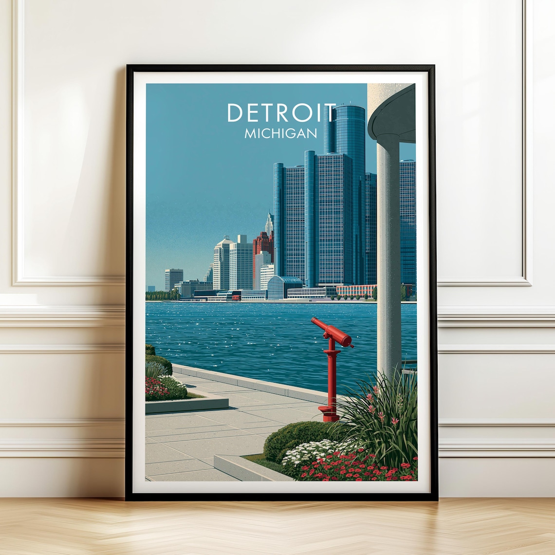 Detroit Michigan Vintage Travel Poster