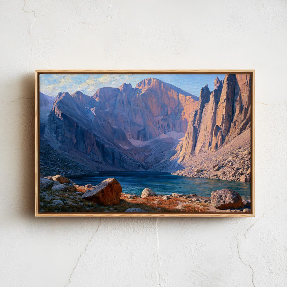 Rocky Mountain Alpine Lake Granite Peaks Sunset Vintage Poster