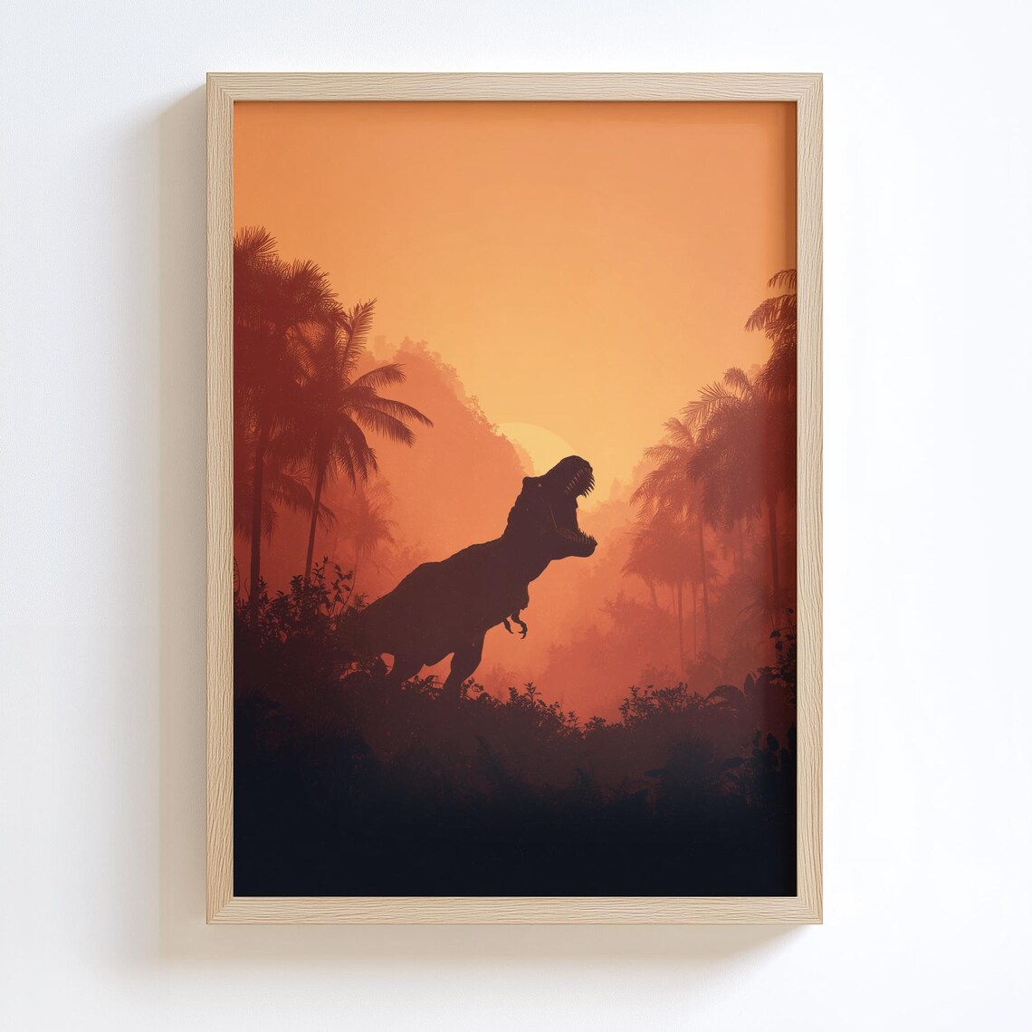 Sunset Trex Jurassic Dinosaur Poster