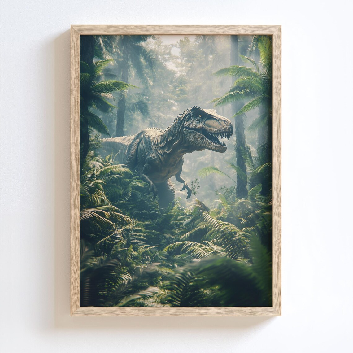 Jurassic Jungle Dinosaur Art Print, T. Rex Walking