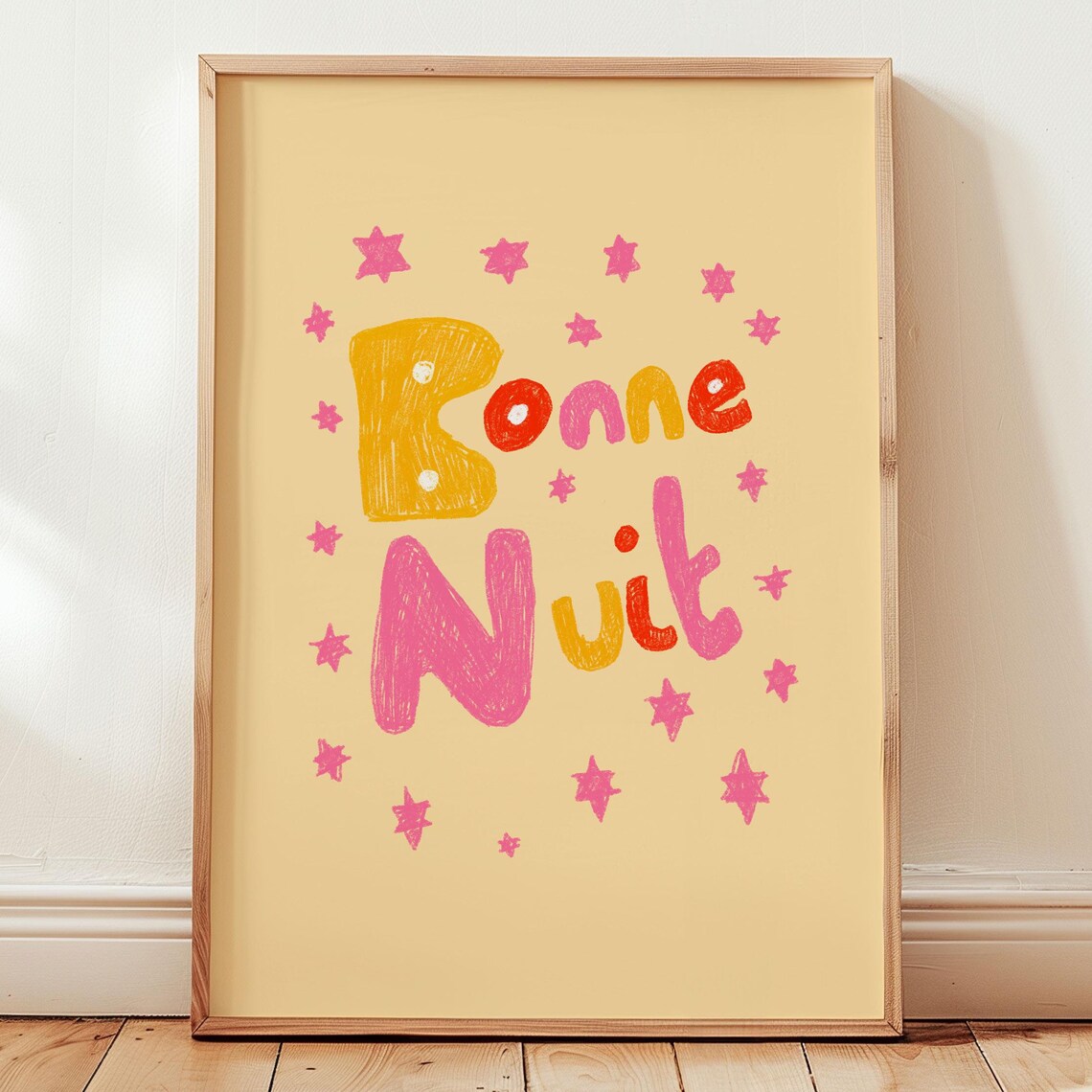 Bonne Nuit Nursery Poster French Good Night Quote Starry Kids Room Decor