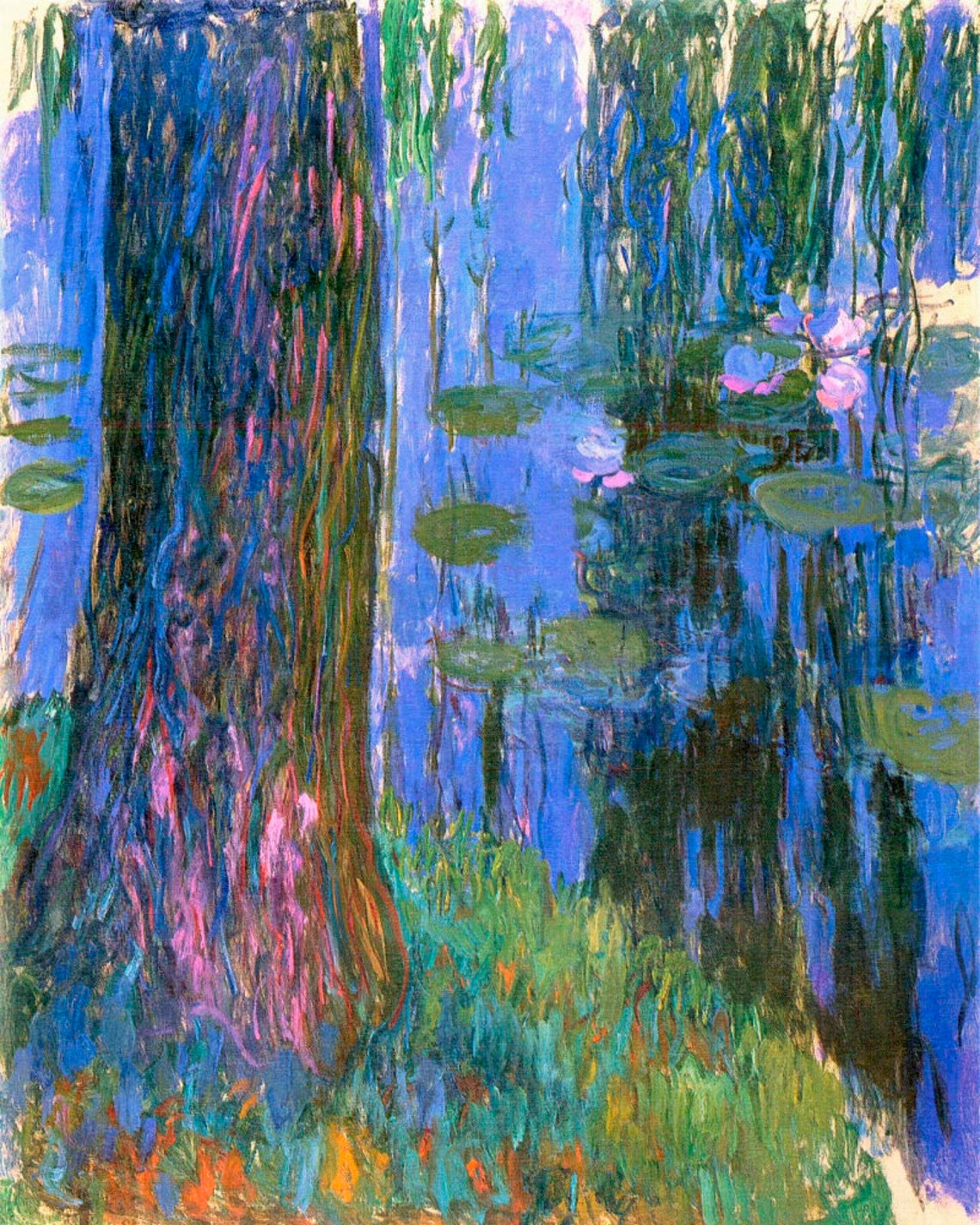 Claude Monet Weeping Willow Water Lily Pond Blue Reflections Poster - Image 2
