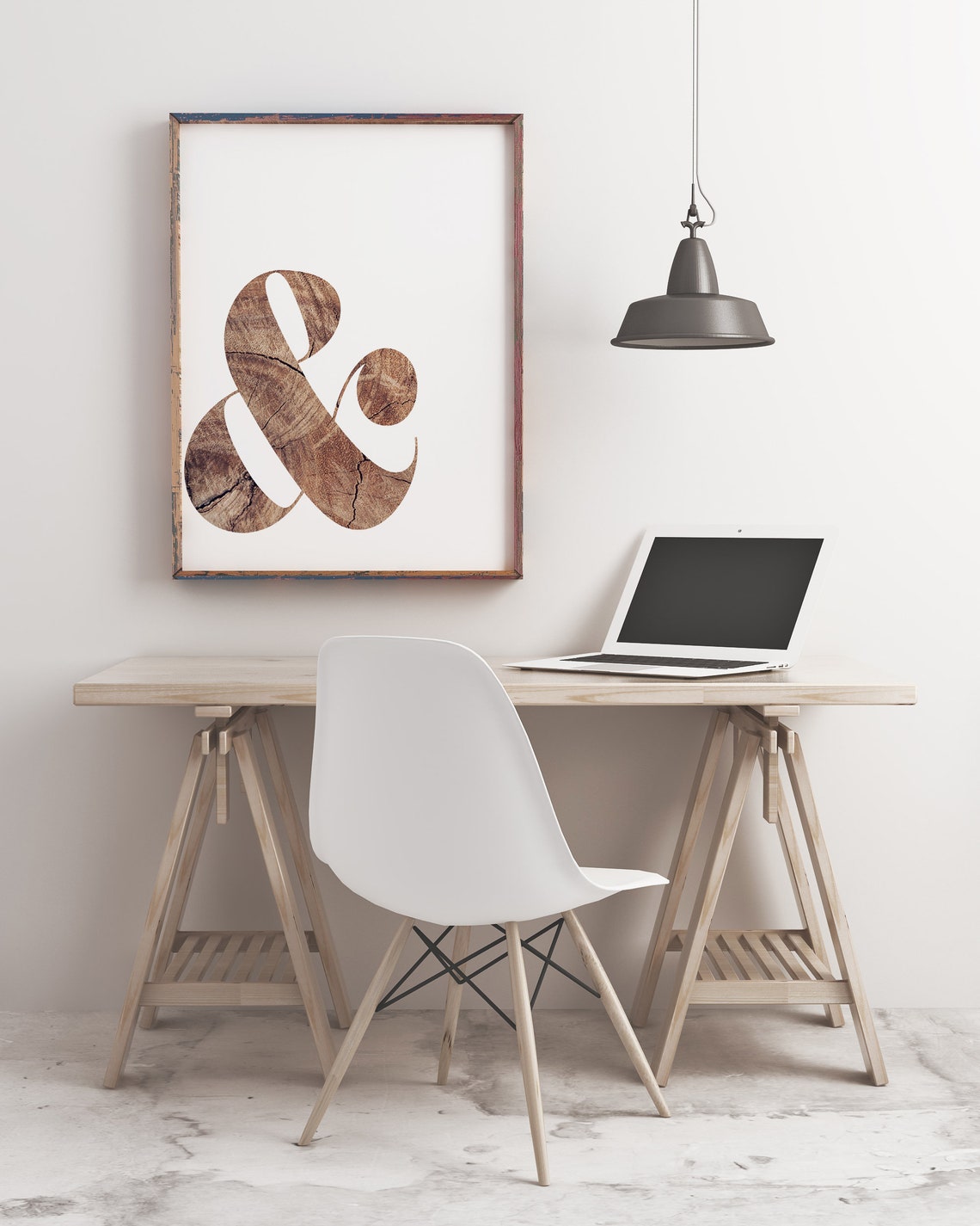 Wood Grain Ampersand Typography Rustic Modern Style Wall Poster - Image 2
