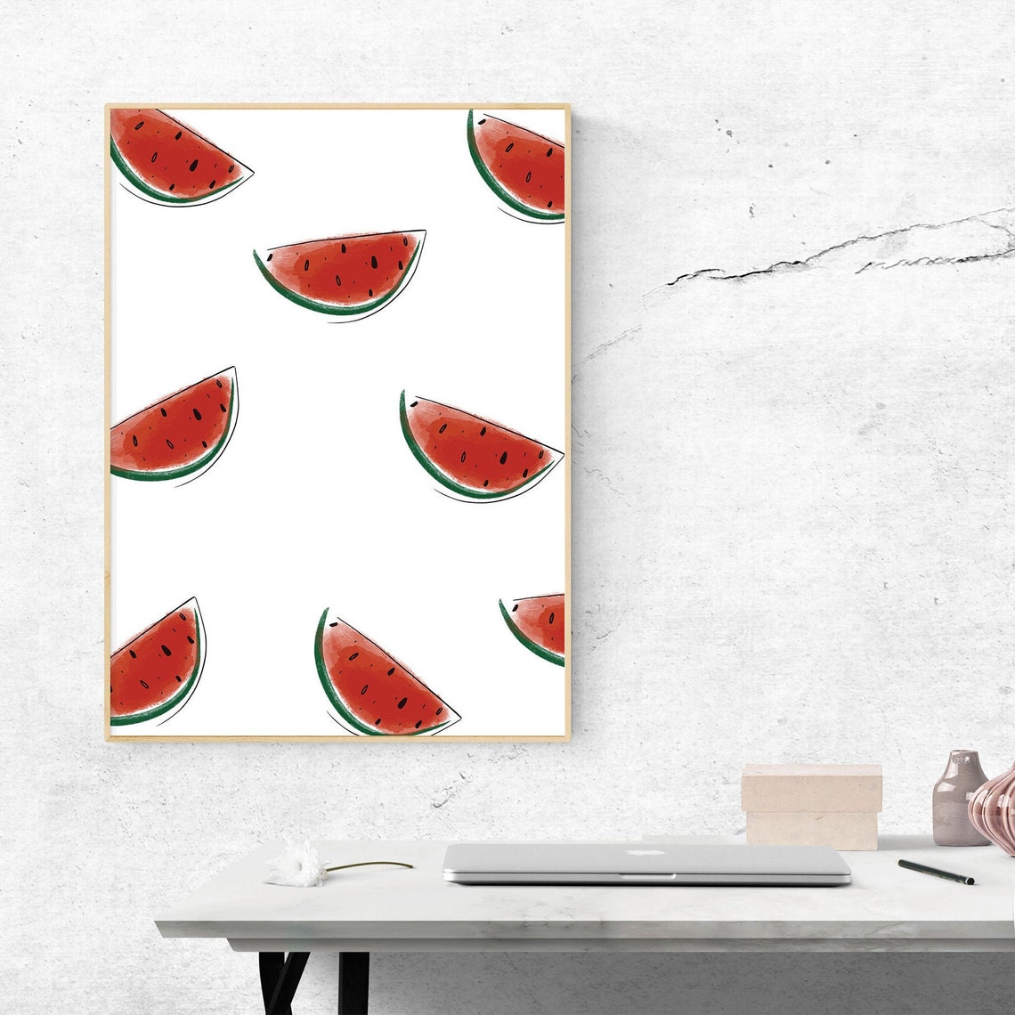 Watermelon Slice Pattern Fresh Summer Fruit Kitchen Wall Poster