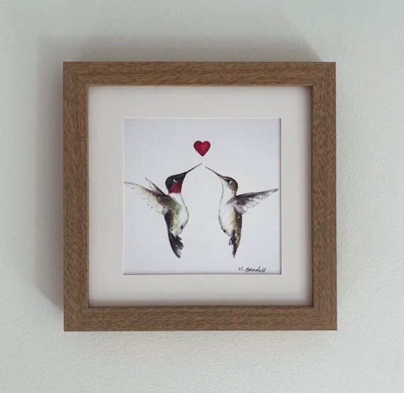 Hummingbird and Heart Art Print