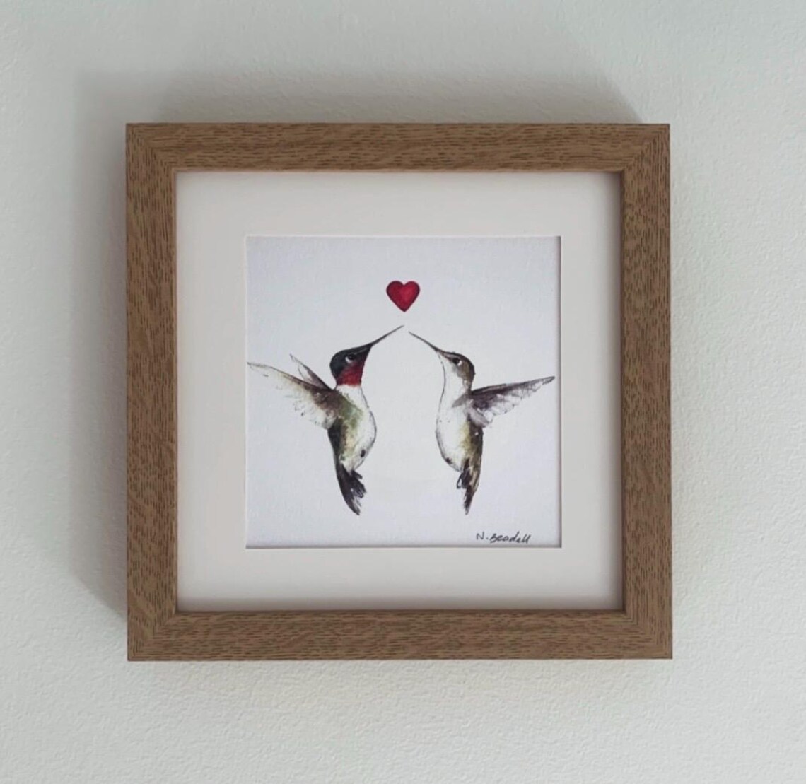 Hummingbird and Heart Art Print