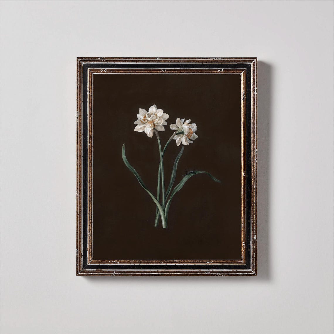 Moody Blush Floral Bouquet Vintage Dark Academia Botanical Poster - Image 2