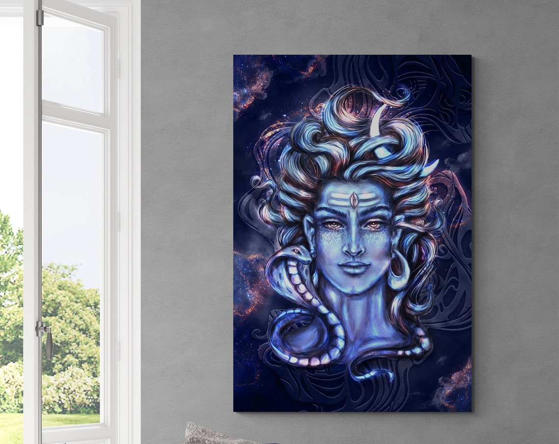 Lord Shiva Cosmic Blue Galaxy Meditation Spiritual Hindu Art Poster - Image 2