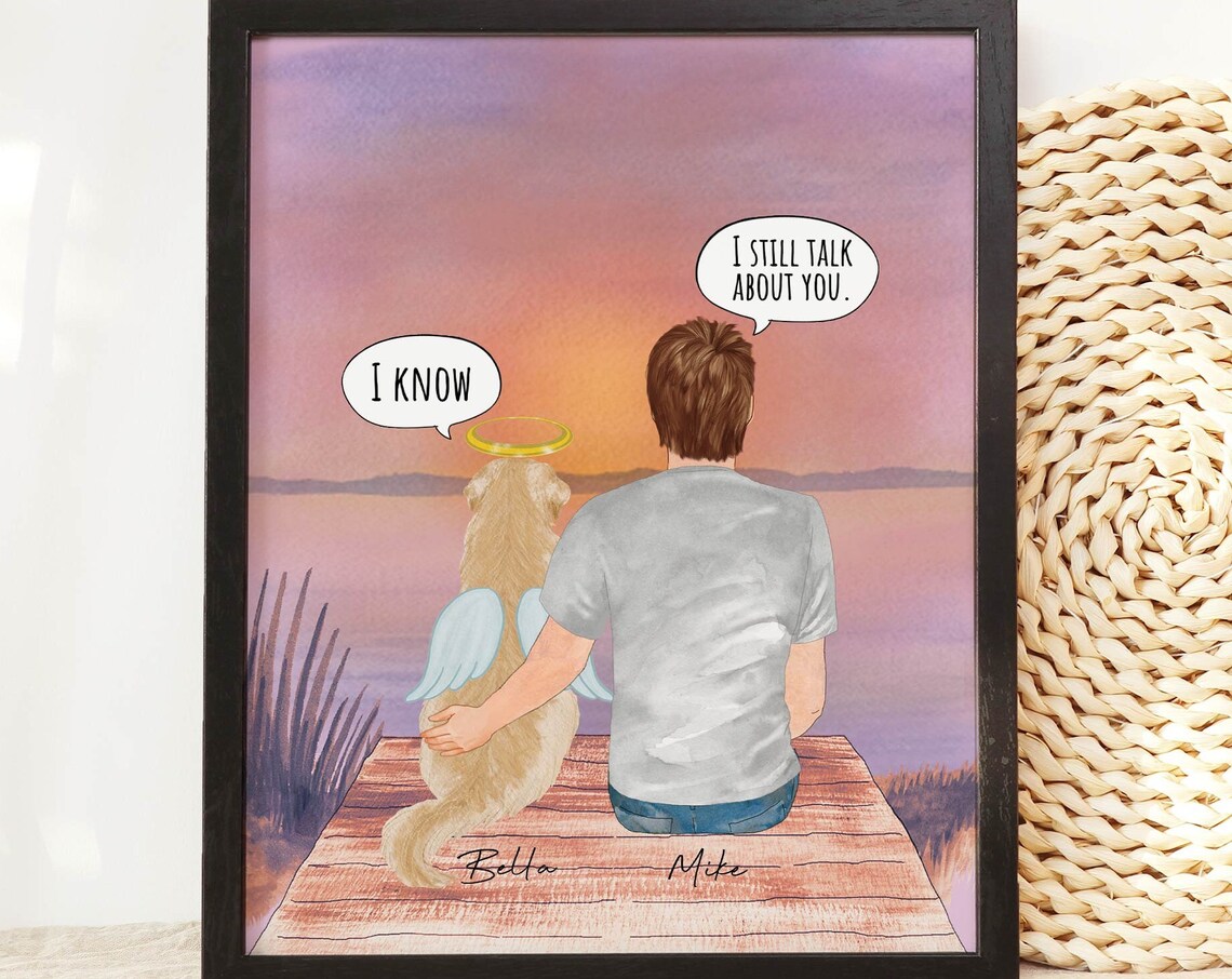 I Still Talk About You Dog Memorial Angel Sunset Dock Portrait Poster