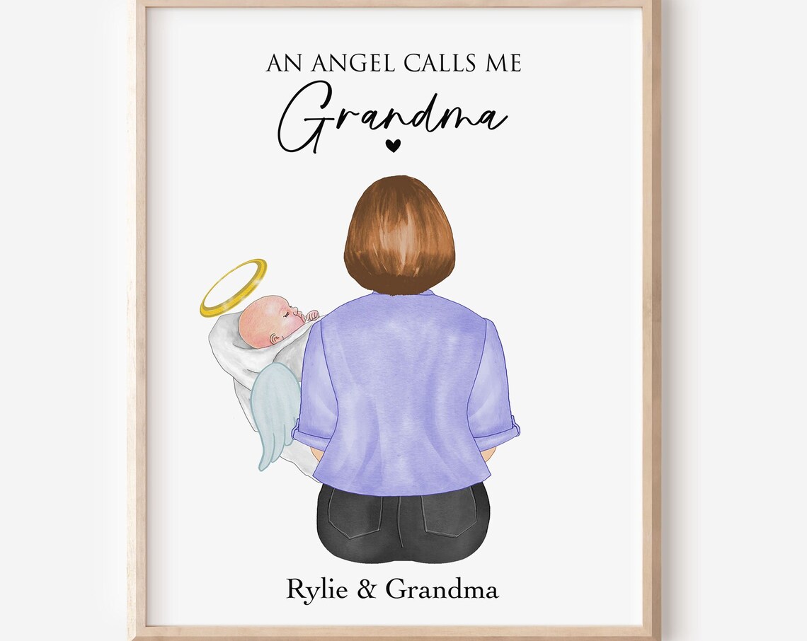 An Angel Calls Me Grandma Baby Memorial Angel Wings Keepsake Poster