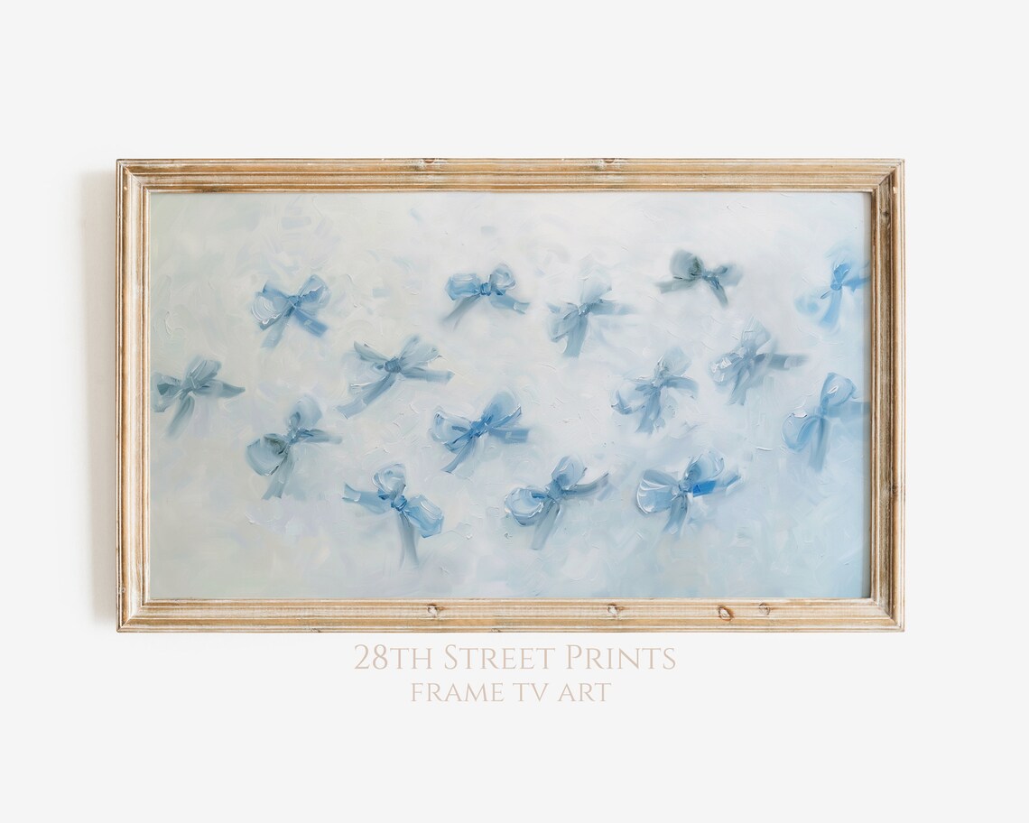 Blue Bows Coquette Nursery Decor Art Print