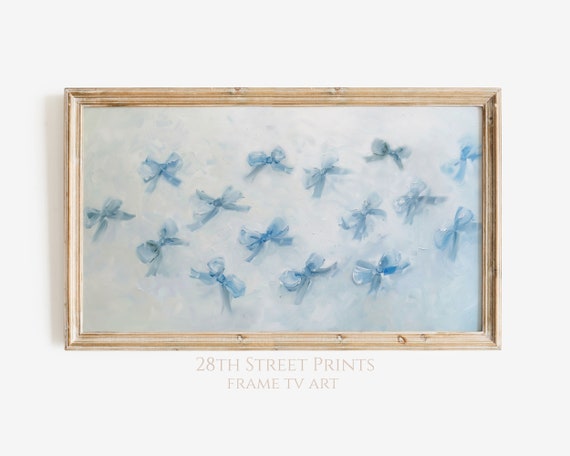 Blue Bows Coquette Nursery Decor Art Print