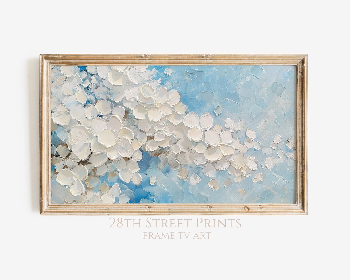 Spring Floral Art Print, White Petals Decor