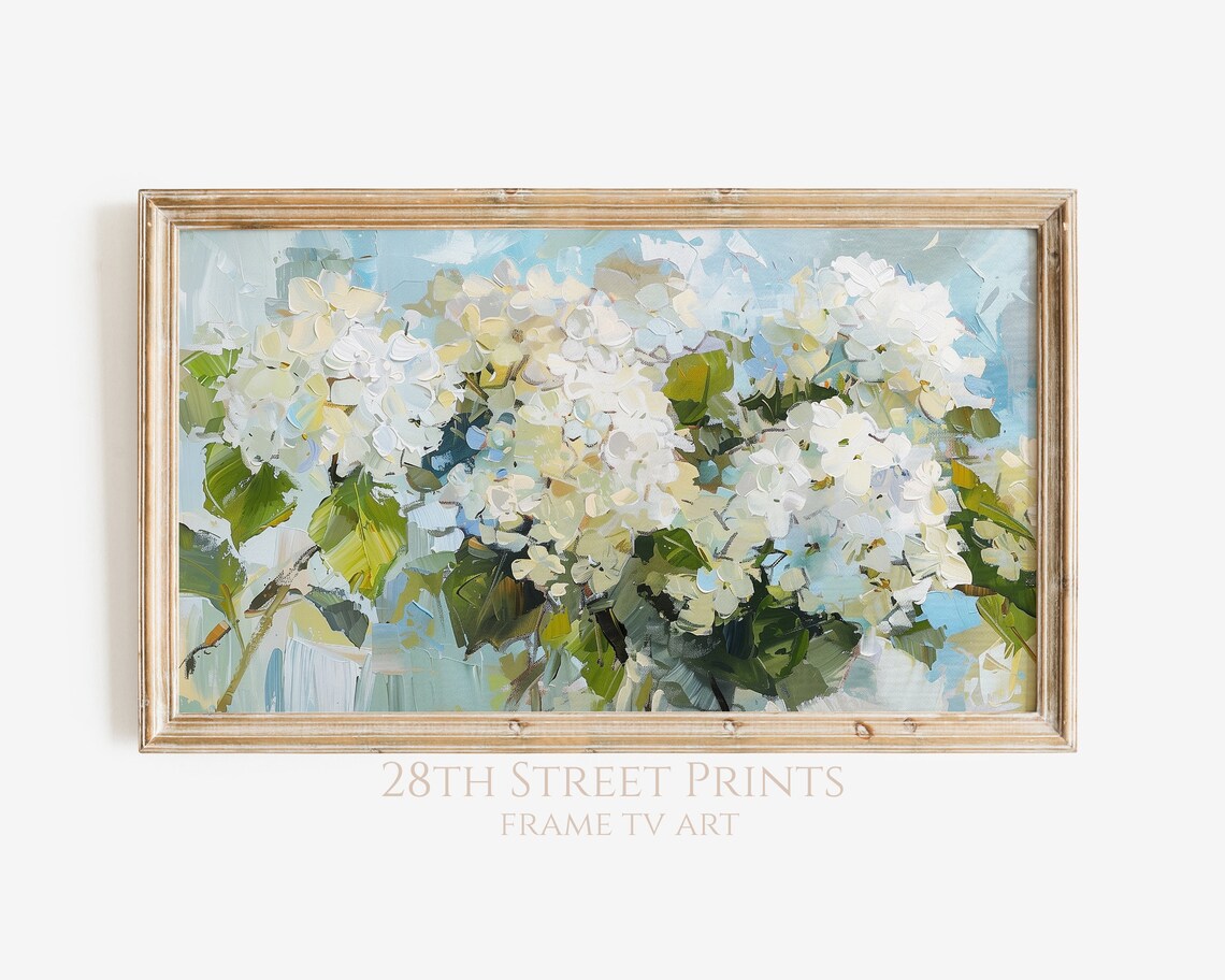 Spring White Hydrangea Flowers Art Print