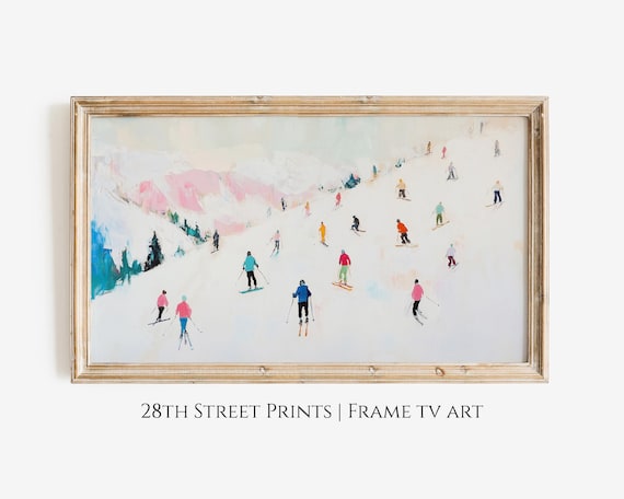 Abstract Skiing Holiday Art Print, Pop Art Modern
