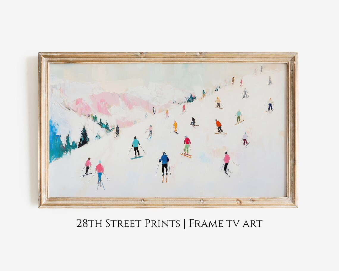 Abstract Skiing Holiday Art Print, Pop Art Modern