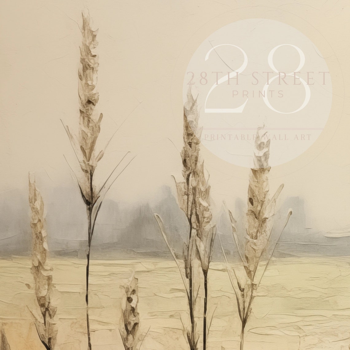 Wheat Field Landscape Oil Painting Vintage Country Field Landscape Oil Painting Art Wall Art Print - Image 3