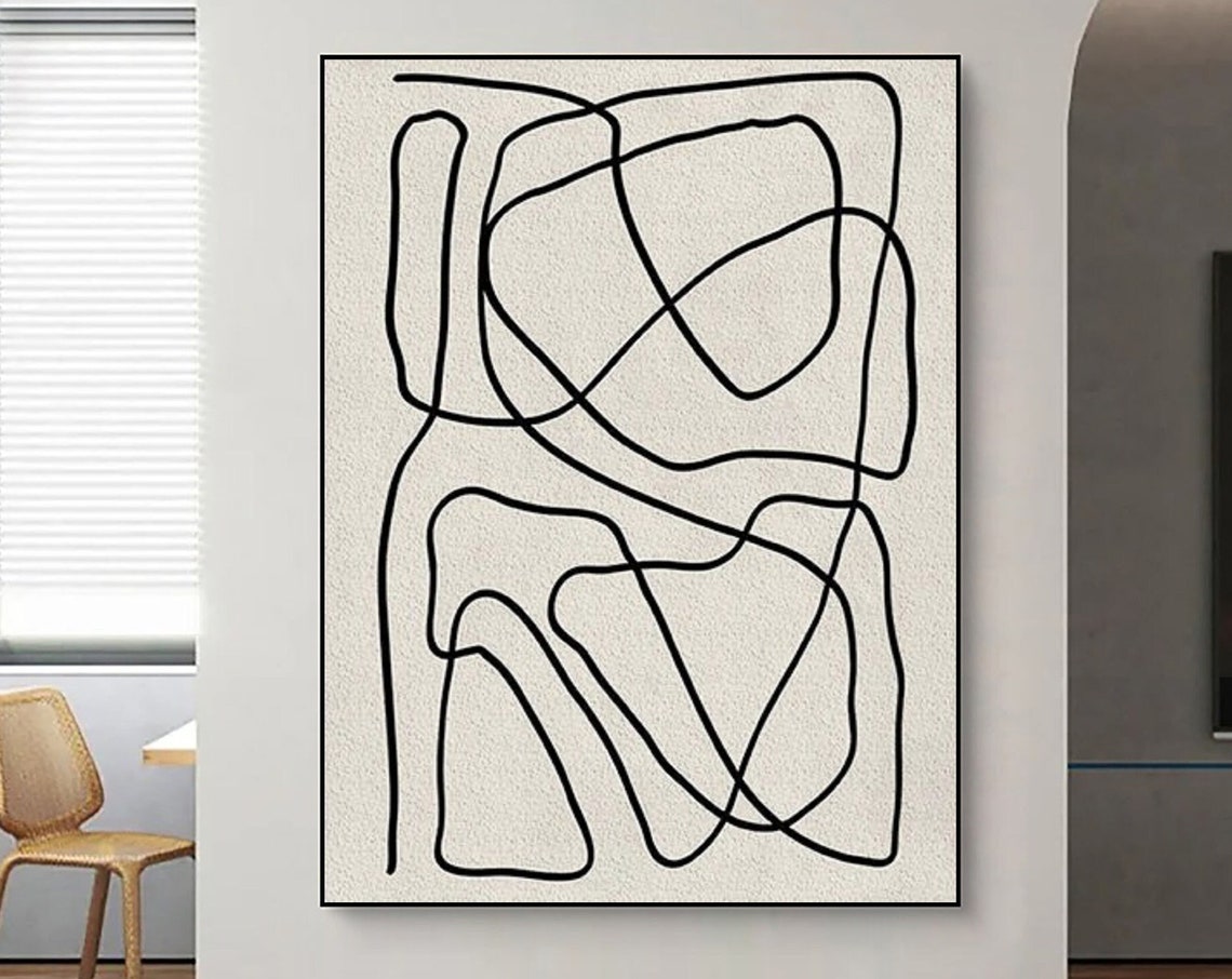 Black Line Loop Abstract On White Minimalist Modern Art Poster