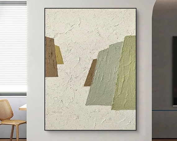 White Textured Wall Art Original Abstract Painting Wabi Sabi Wall Art White Wall Art Neutral Green Painting For Entrance Decor Painting