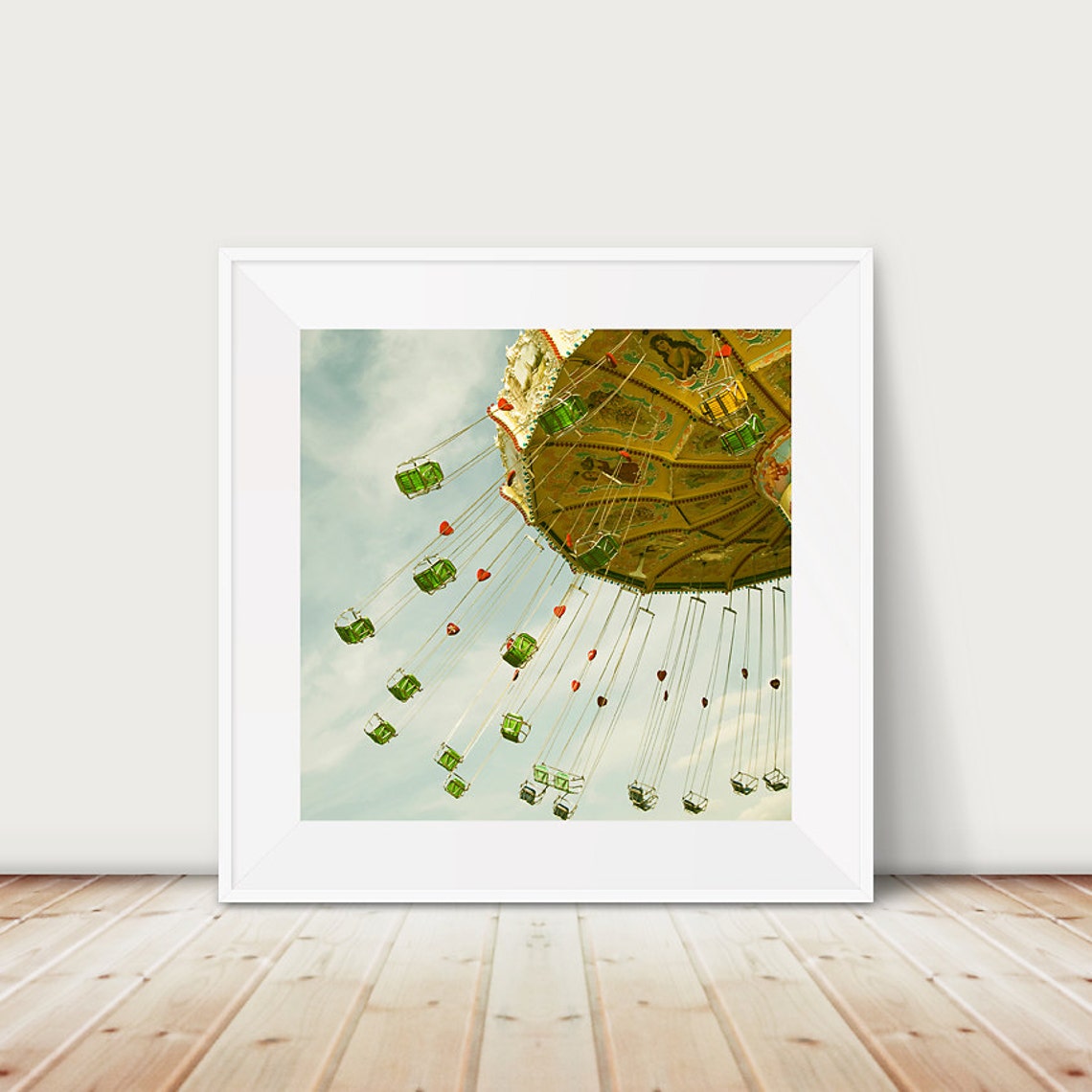 Vintage Carnival Swing Ride from Below Summer Fair Photo Print