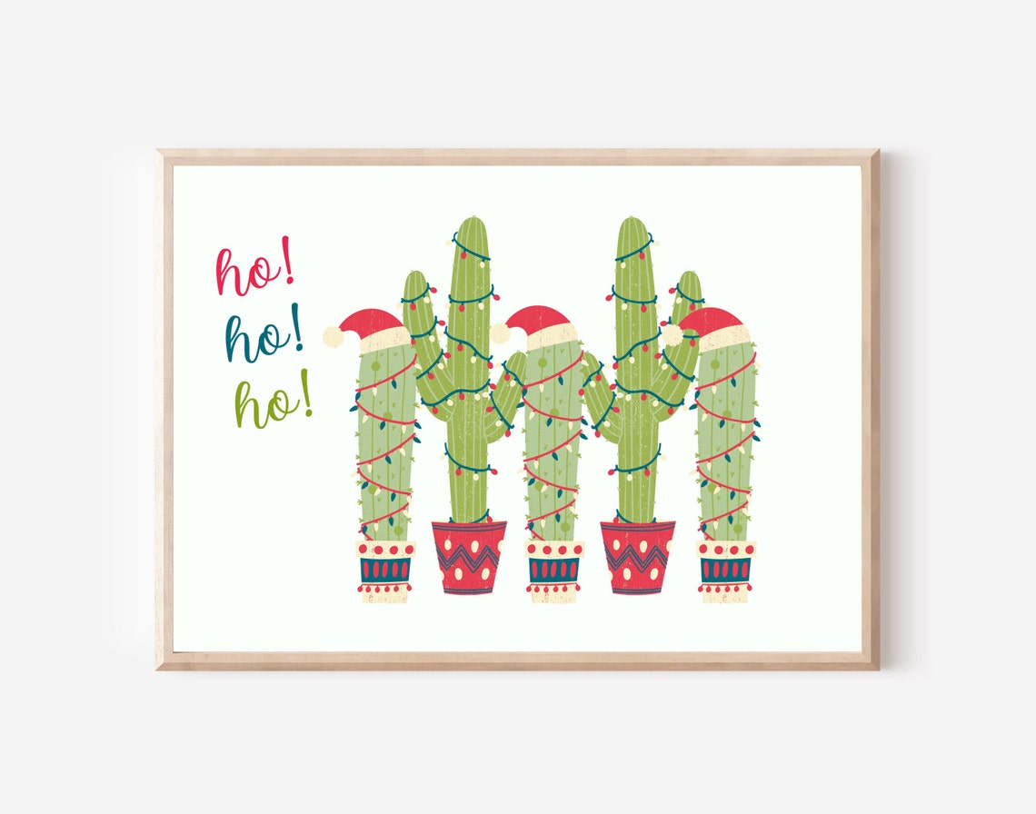 Funny Ho Ho Ho Christmas Cactus Holiday Poster Print - Image 5