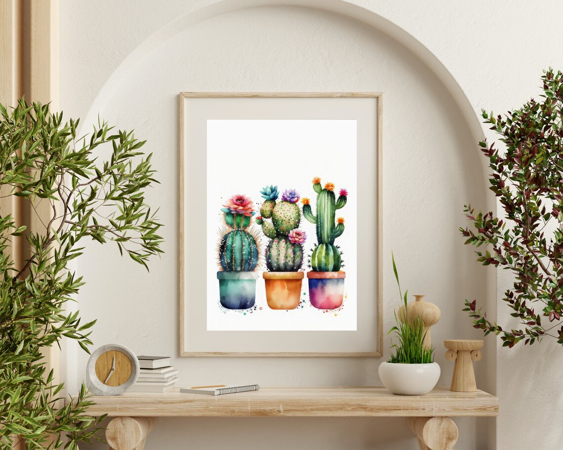 Mini Cactus Watercolor Art Print, Botanical Decor - Image 3