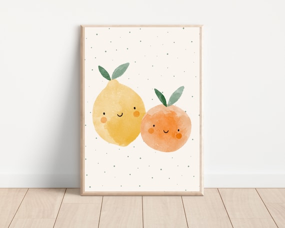 Lemon and Orange Watercolor Nursery Art Print