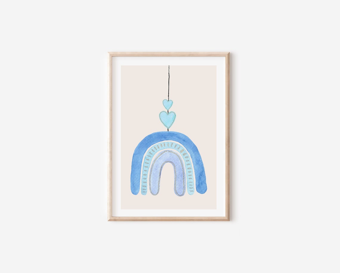 Boho Watercolor Rainbow and Heart Nursery Art Print - Image 4