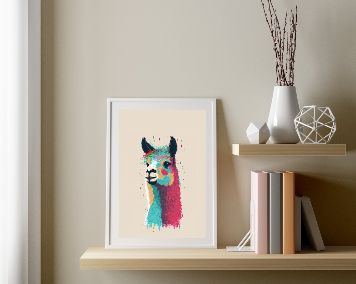 Colorful Pop Art Llama Portrait Vibrant Modern Animal Wall Art - Image 3