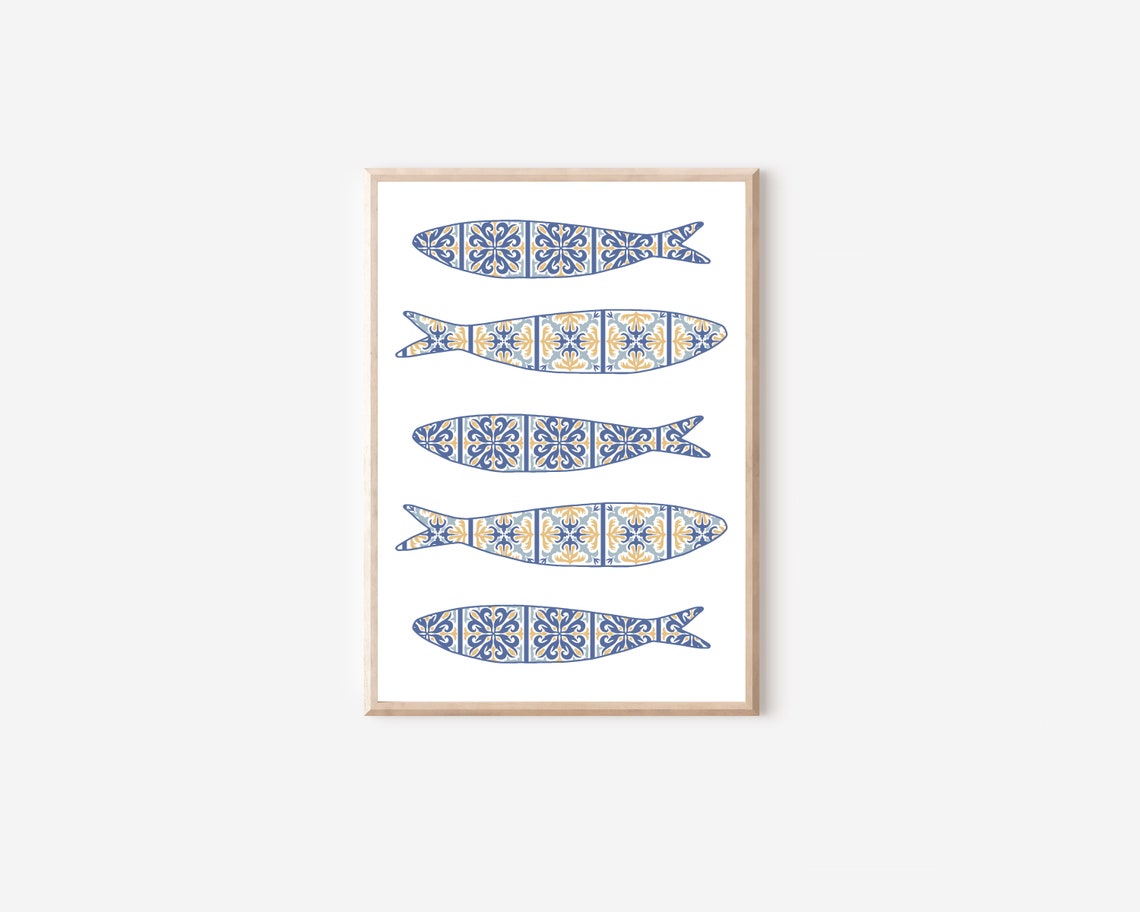 Boho Portuguese Sardine Art Print, Mediterranean Tile - Image 5