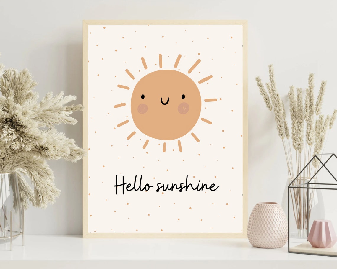 Hello Sunshine Boho Sun Nursery Wall Art Print - Image 2