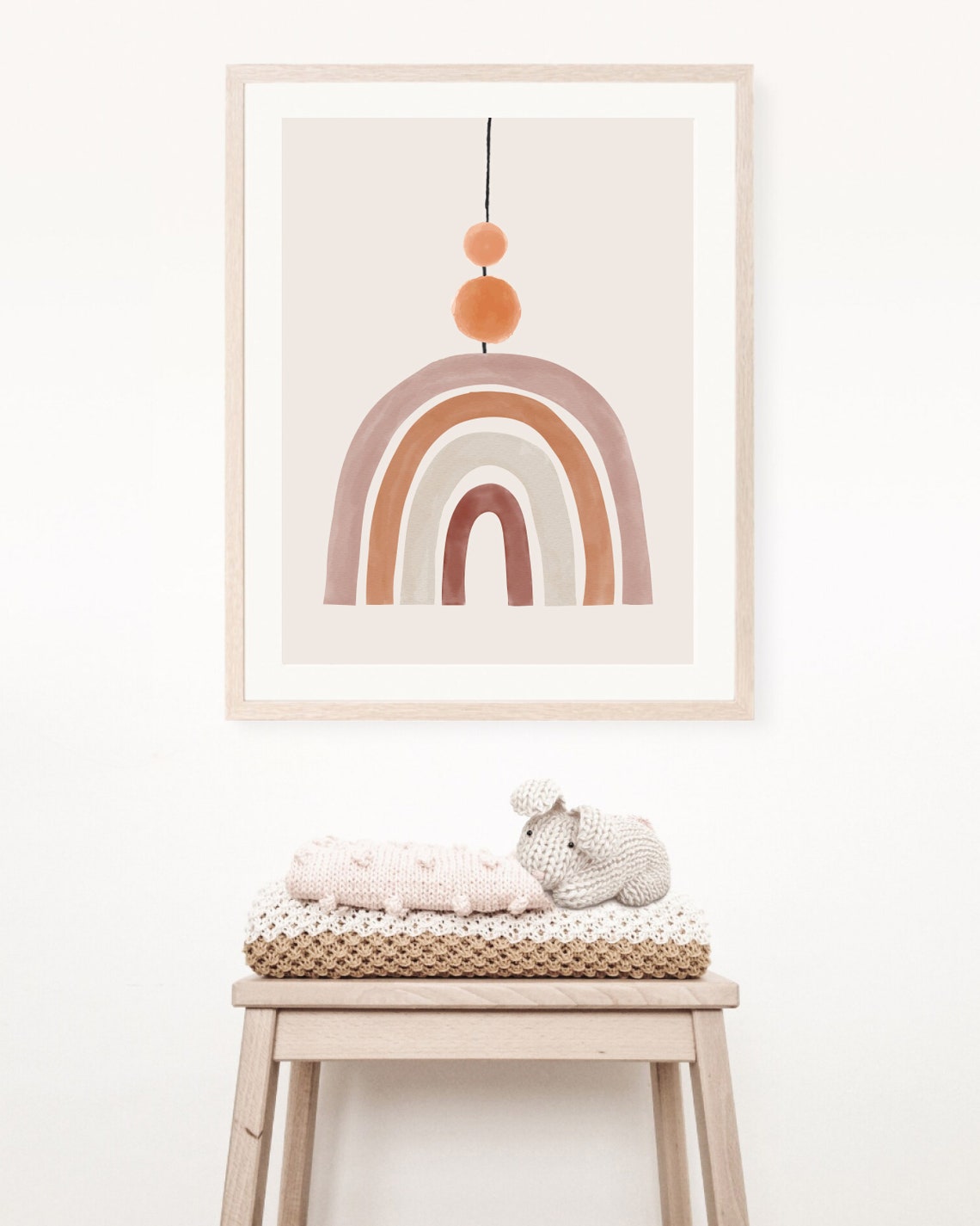 Boho Minimalist Terracotta Rainbow Nursery Poster Print - Image 2