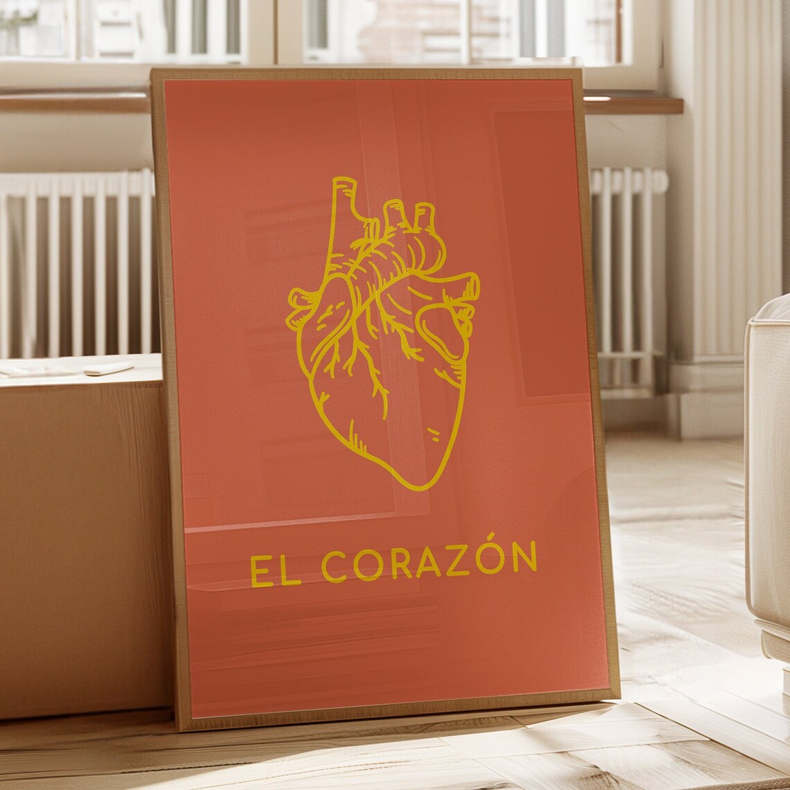 El Corazon Anatomical Heart Mexican Loteria Inspired Art Print